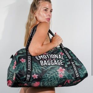 EMOTIONAL BAGGAGE TROPICAL FLOWERS LINED DUFFLE BAG